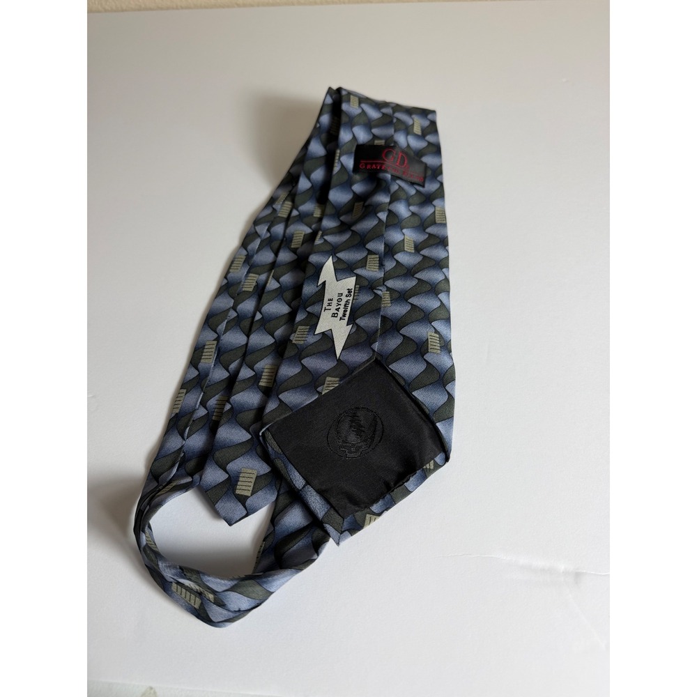 Grateful Dead The Bayou Twelfth Set Silk Tie Blue Grey Geometric Steal Your Face